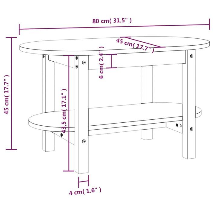 Table basse Blanc 80x45x45 cm Bois massif de pin - Photo n°8