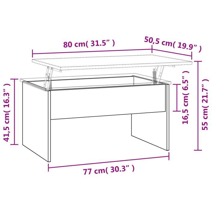 Table basse Blanc 80x50,5x41,5 cm Bois d'ingénierie - Photo n°9