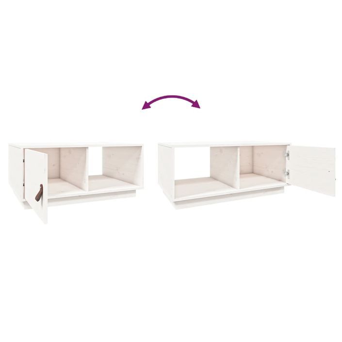 Table basse Blanc 80x50x35,5 cm Bois massif de pin - Photo n°9