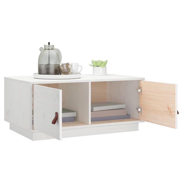 Table basse Blanc 80x50x35 cm Bois massif de pin - Photo n°5