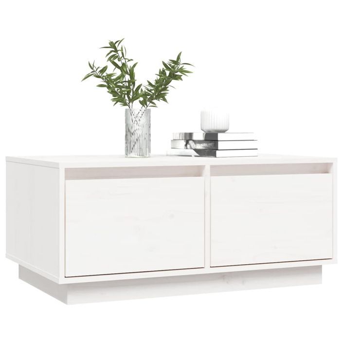 Table basse Blanc 80x50x35 cm Bois massif de pin - Photo n°4