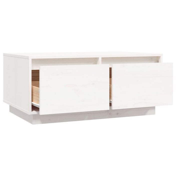 Table basse Blanc 80x50x35 cm Bois massif de pin - Photo n°8