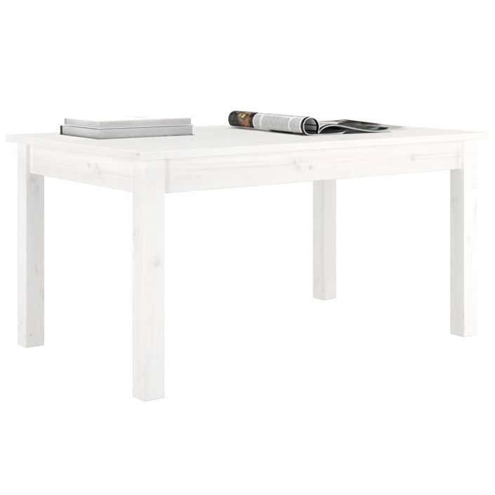 Table basse Blanc 80x50x40 cm Bois massif de pin - Photo n°6