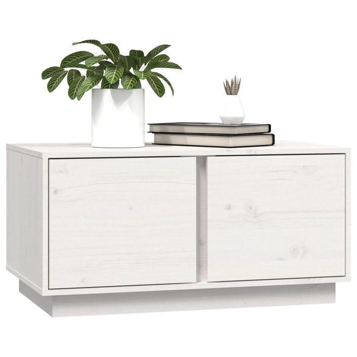 Table basse Blanc 80x50x40 cm Bois massif de pin - Photo n°4