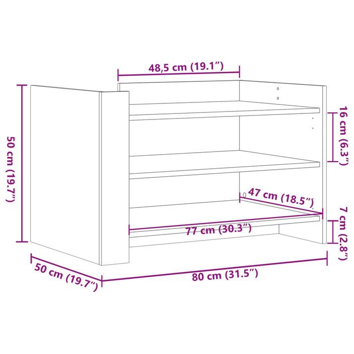 Table basse blanc 80x50x50 cm bois d'ingénierie - Photo n°10