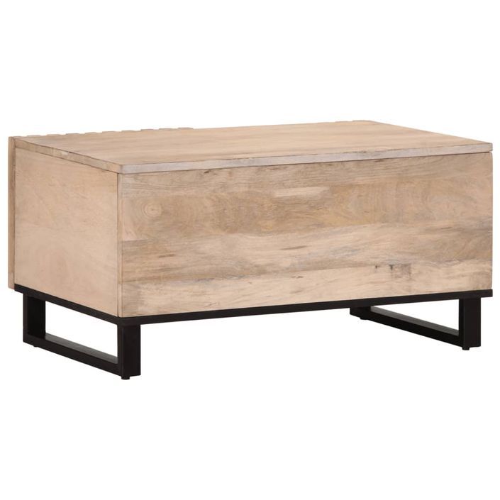 Table basse blanc 80x51x40 cm bois de manguier massif - Photo n°4