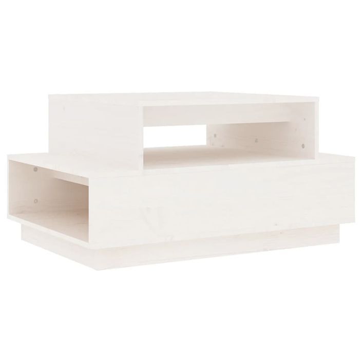 Table basse Blanc 80x55x40,5 cm Bois massif de pin - Photo n°1