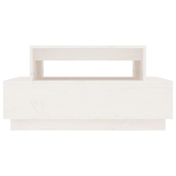 Table basse Blanc 80x55x40,5 cm Bois massif de pin - Photo n°5