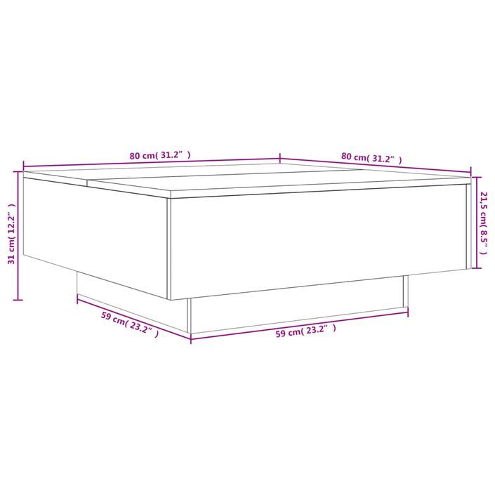 Table basse blanc 80x80x31 cm bois d'ingénierie - Photo n°10