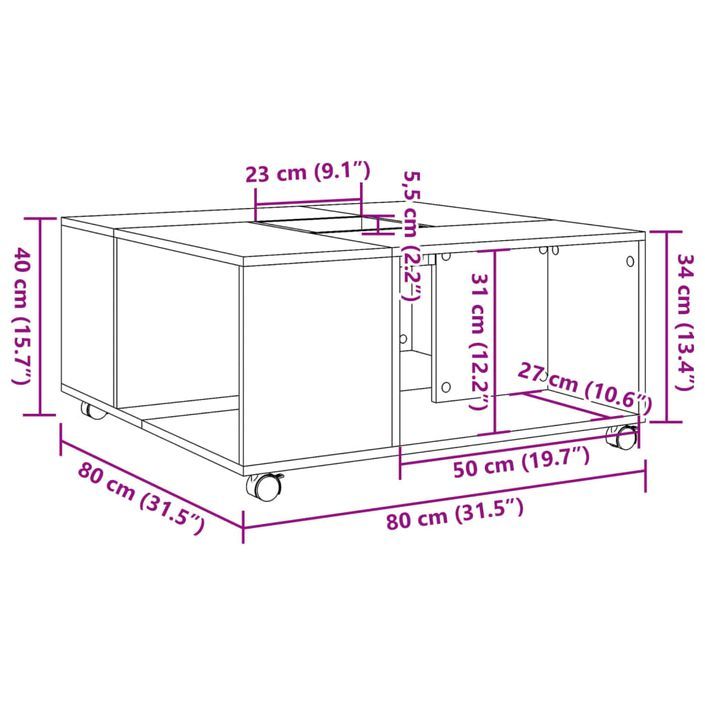 Table basse blanc 80x80x40 cm bois d'ingénierie - Photo n°10