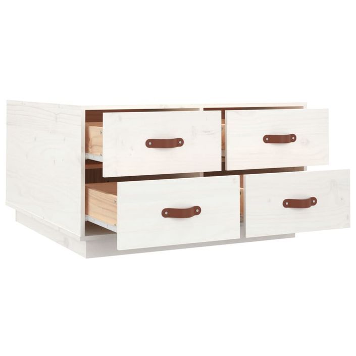 Table basse Blanc 80x80x45 cm Bois massif de pin - Photo n°7