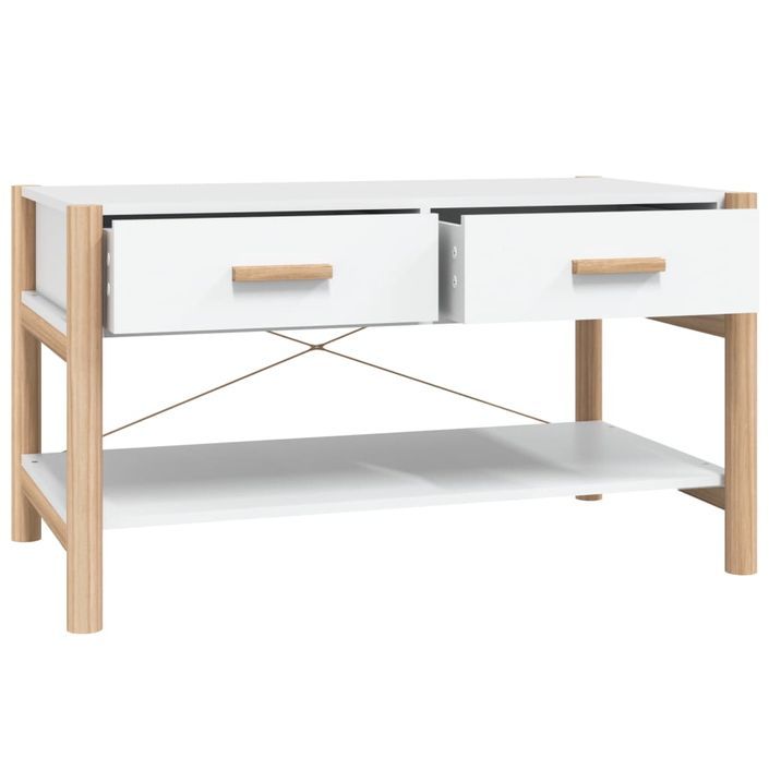 Table basse Blanc 82x48x45 cm Bois d'ingénierie - Photo n°7