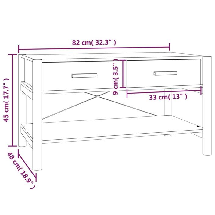 Table basse Blanc 82x48x45 cm Bois d'ingénierie - Photo n°10