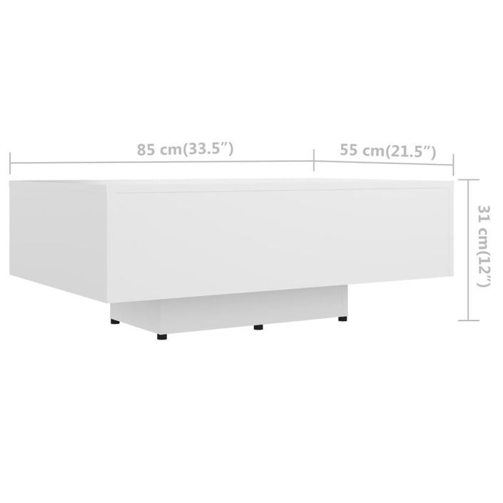 Table basse Blanc 85x55x31 cm - Photo n°6