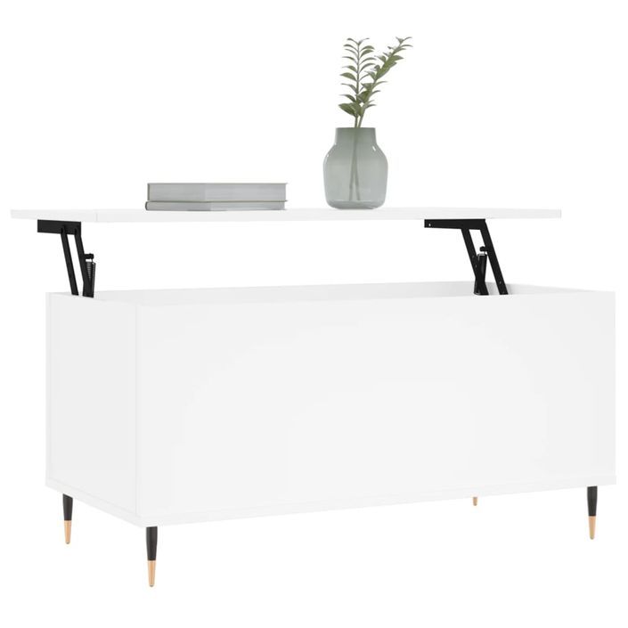 Table basse Blanc 90x44,5x45 cm Bois d'ingénierie - Photo n°4