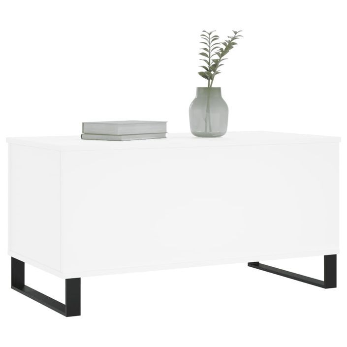 Table basse Blanc 90x44,5x45 cm Bois d'ingénierie - Photo n°4