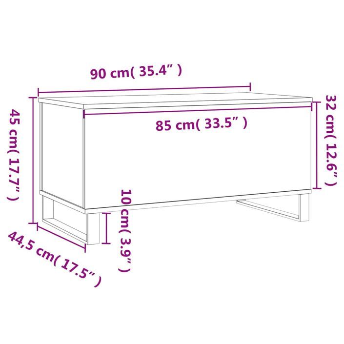 Table basse Blanc 90x44,5x45 cm Bois d'ingénierie - Photo n°11