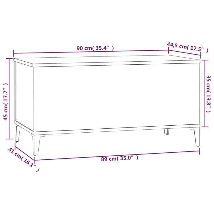 Table basse Blanc 90x44,5x45 cm Bois d'ingénierie - Photo n°10