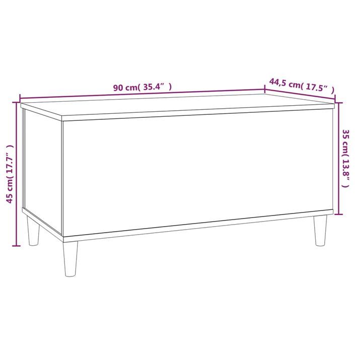 Table basse Blanc 90x44,5x45 cm Bois d'ingénierie - Photo n°10