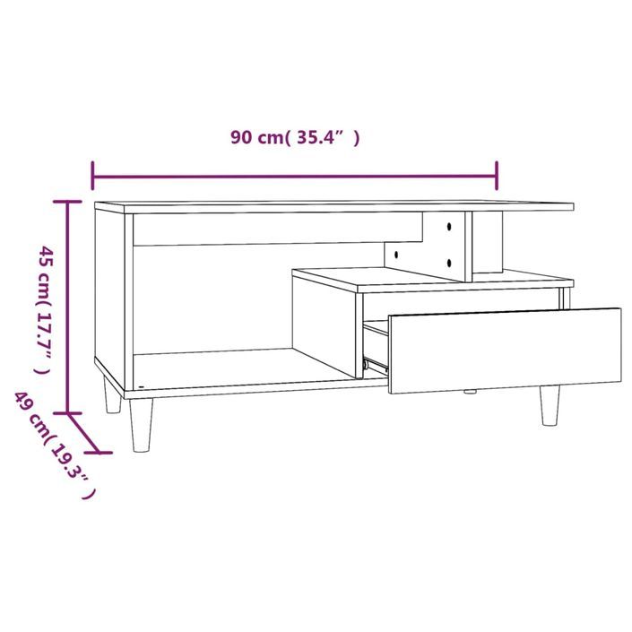 Table basse Blanc 90x49x45 cm Bois d'ingénierie - Photo n°10