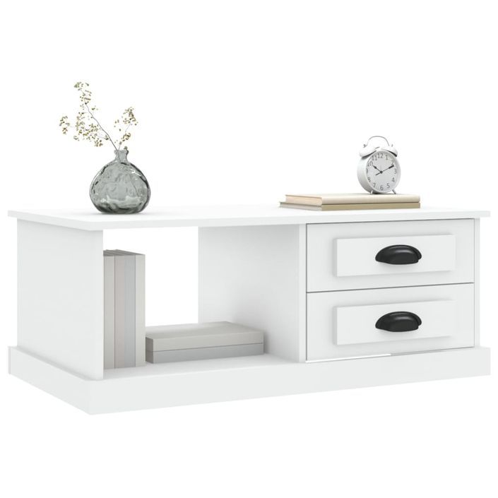 Table basse blanc 90x50x35 cm bois d'ingénierie - Photo n°4
