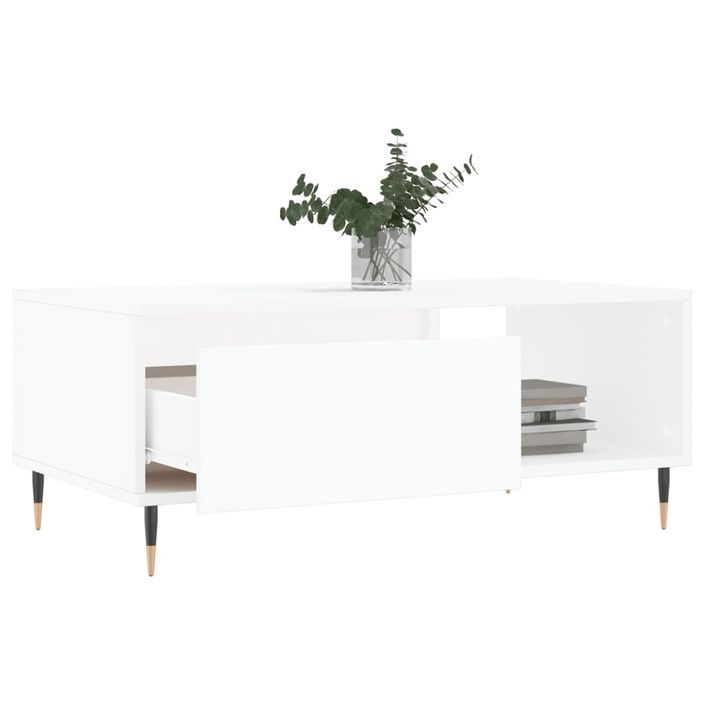 Table basse Blanc 90x50x36,5 cm Bois d'ingénierie - Photo n°4