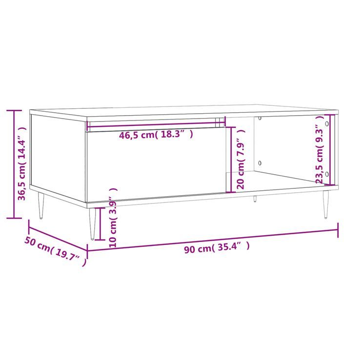 Table basse Blanc 90x50x36,5 cm Bois d'ingénierie - Photo n°12