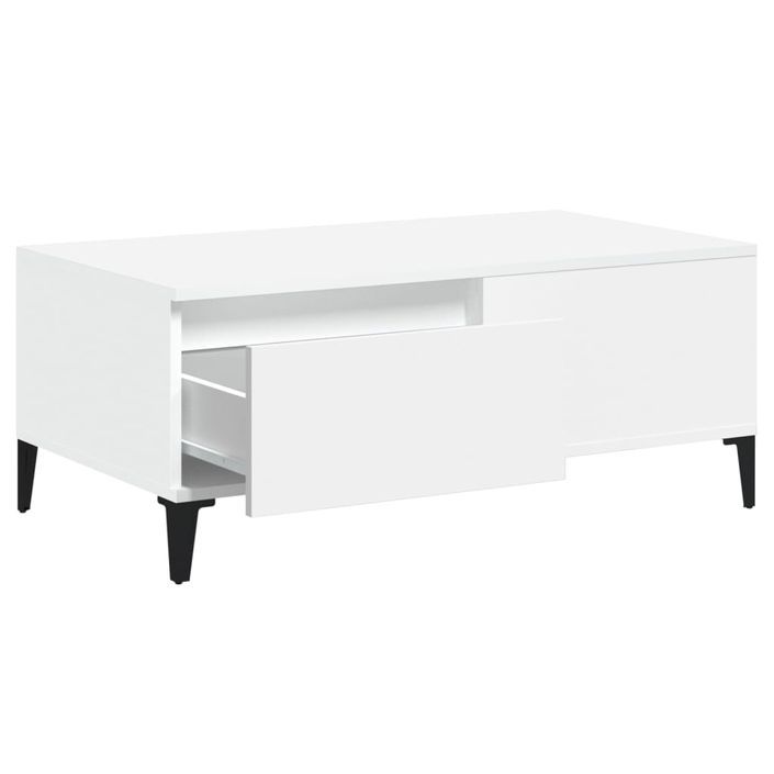 Table basse Blanc 90x50x36,5 cm Bois d'ingénierie - Photo n°7