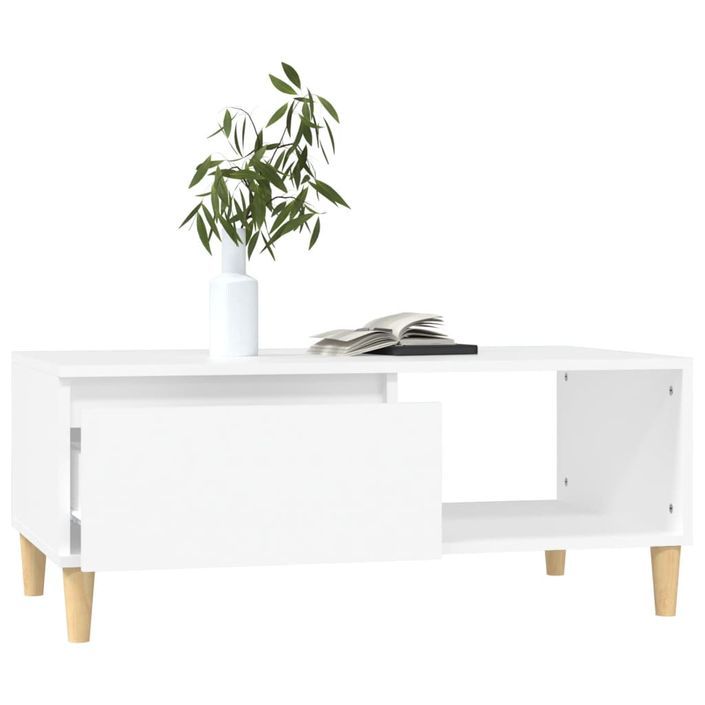 Table basse Blanc 90x50x36,5 cm Bois d'ingénierie - Photo n°4