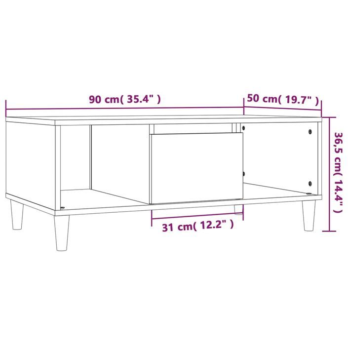 Table basse Blanc 90x50x36,5 cm Bois d'ingénierie - Photo n°10