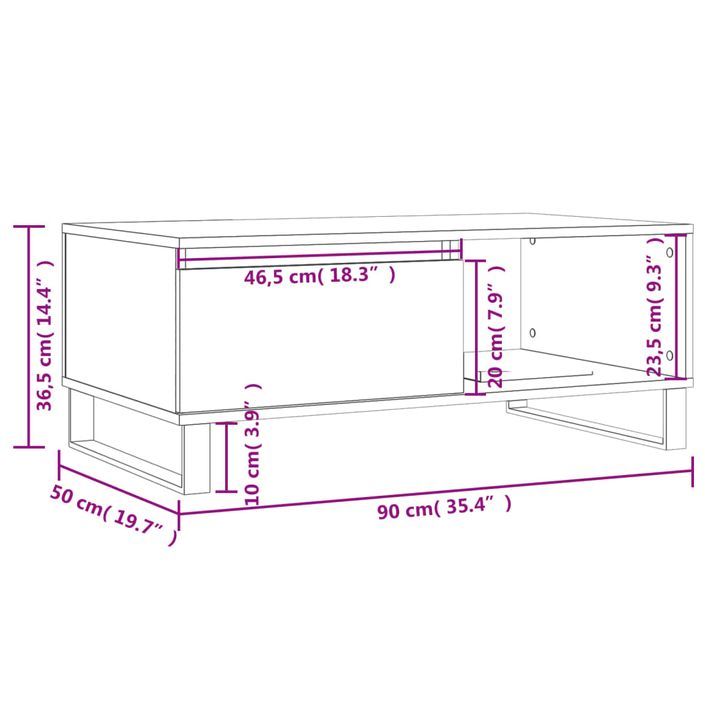 Table basse Blanc 90x50x36,5 cm Bois d'ingénierie - Photo n°12