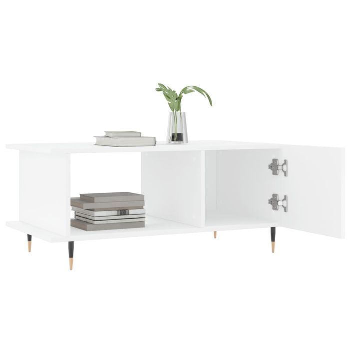 Table basse blanc 90x50x40 cm bois d'ingénierie - Photo n°4