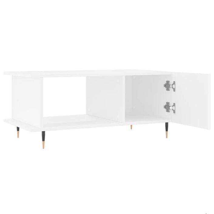 Table basse blanc 90x50x40 cm bois d'ingénierie - Photo n°6