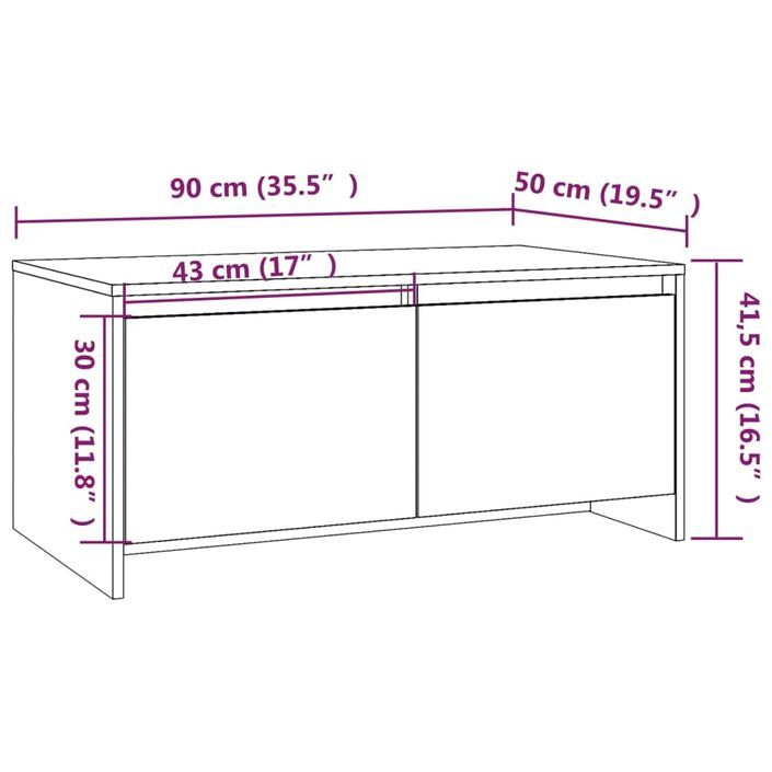 Table basse blanc 90x50x41,5 cm bois d'ingénierie - Photo n°8