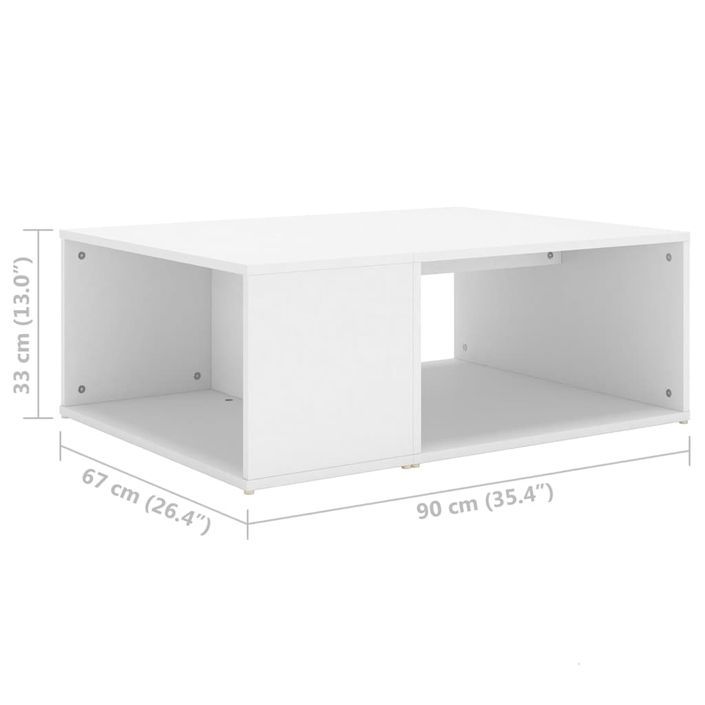 Table basse Blanc 90x67x33 cm - Photo n°6