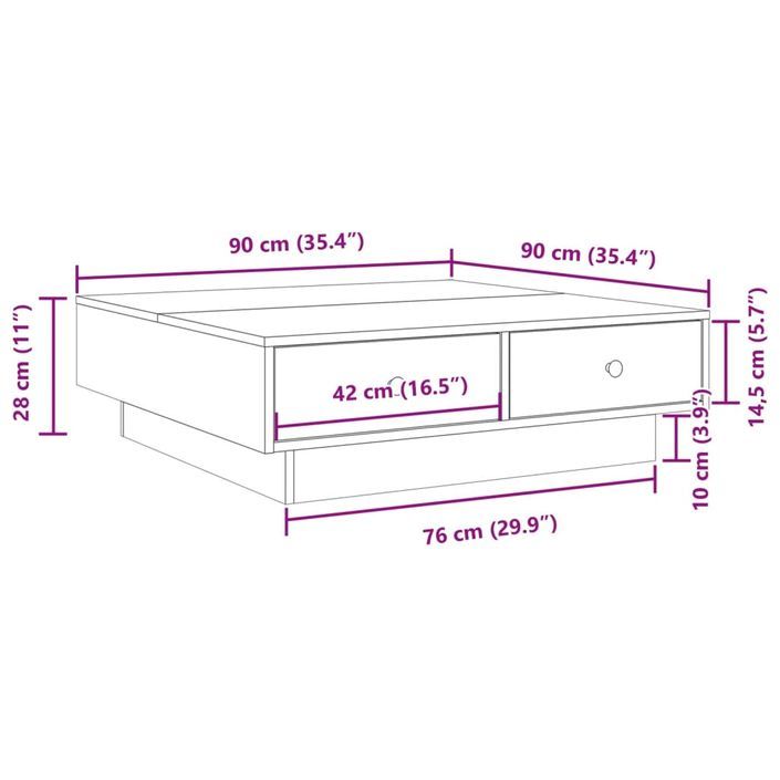 Table basse Blanc 90x90x28 cm - Photo n°10