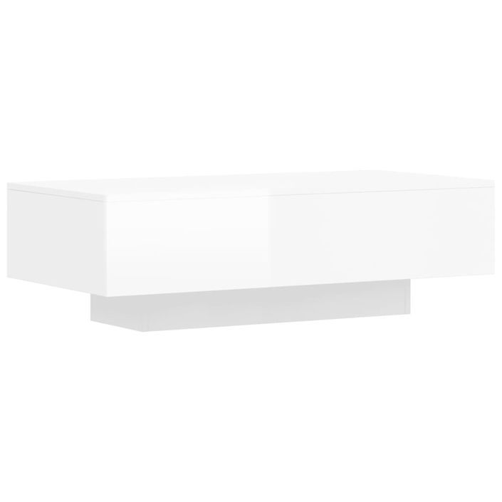 Table basse blanc brillant 100x49,5x31 cm bois d'ingénierie - Photo n°1