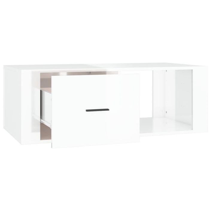 Table basse Blanc brillant 100x50,5x35 cm Bois d'ingénierie - Photo n°7