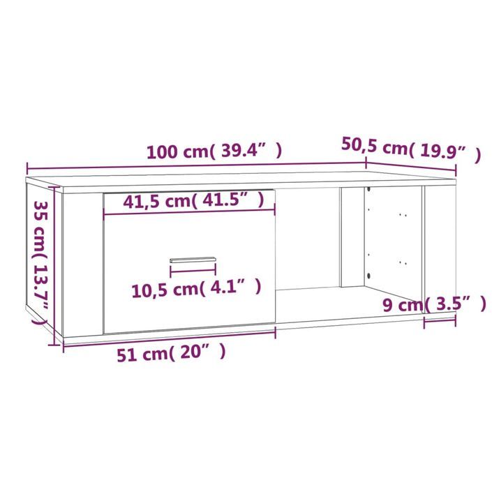 Table basse Blanc brillant 100x50,5x35 cm Bois d'ingénierie - Photo n°11