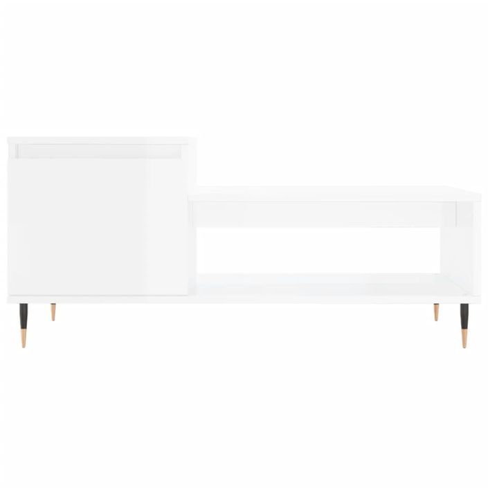 Table basse Blanc brillant 100x50x45 cm Bois d'ingénierie - Photo n°5