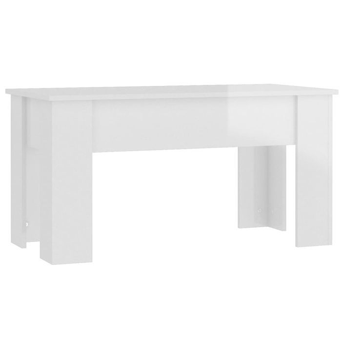 Table basse Blanc brillant 101x49x52 cm Bois d'ingénierie - Photo n°3