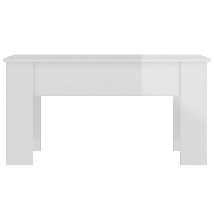 Table basse Blanc brillant 101x49x52 cm Bois d'ingénierie - Photo n°4