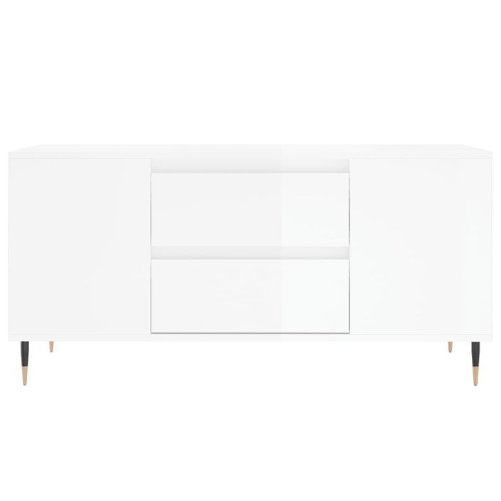 Table basse blanc brillant 102x44,5x50 cm bois d'ingénierie - Photo n°5