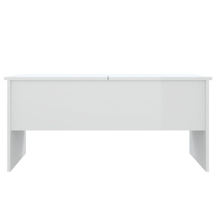 Table basse Blanc brillant 102x50,5x46,5 cm Bois d'ingénierie - Photo n°6