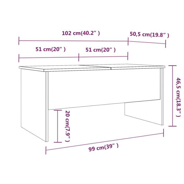 Table basse Blanc brillant 102x50,5x46,5 cm Bois d'ingénierie - Photo n°9