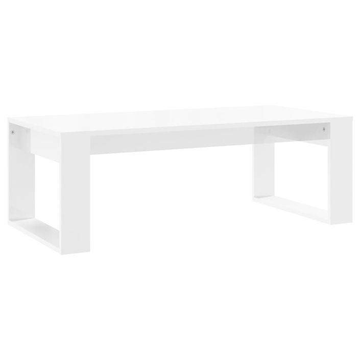 Table basse blanc brillant 102x50x35 cm bois d'ingénierie - Photo n°1