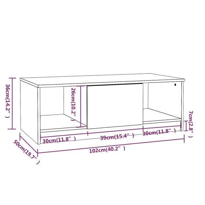 Table basse blanc brillant 102x50x36 cm bois d'ingénierie - Photo n°8