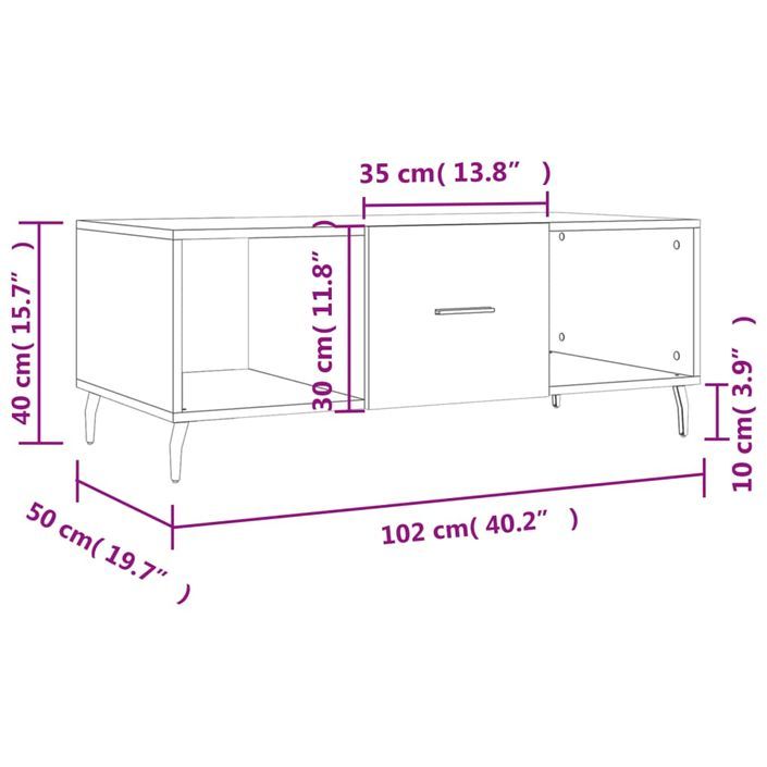 Table basse Blanc brillant 102x50x40 cm Bois d'ingénierie - Photo n°10