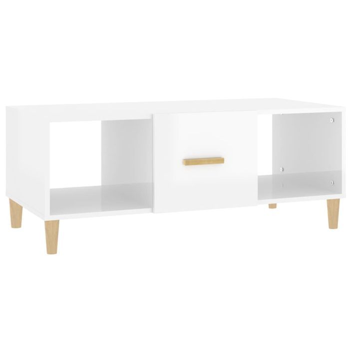 Table basse Blanc brillant 102x50x40 cm Bois d'ingénierie - Photo n°2