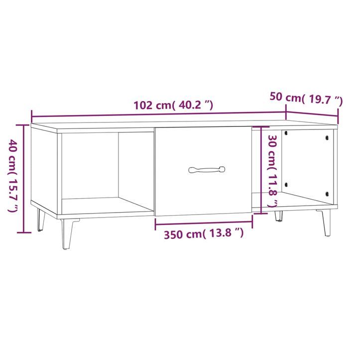 Table basse Blanc brillant 102x50x40 cm Bois d'ingénierie - Photo n°8